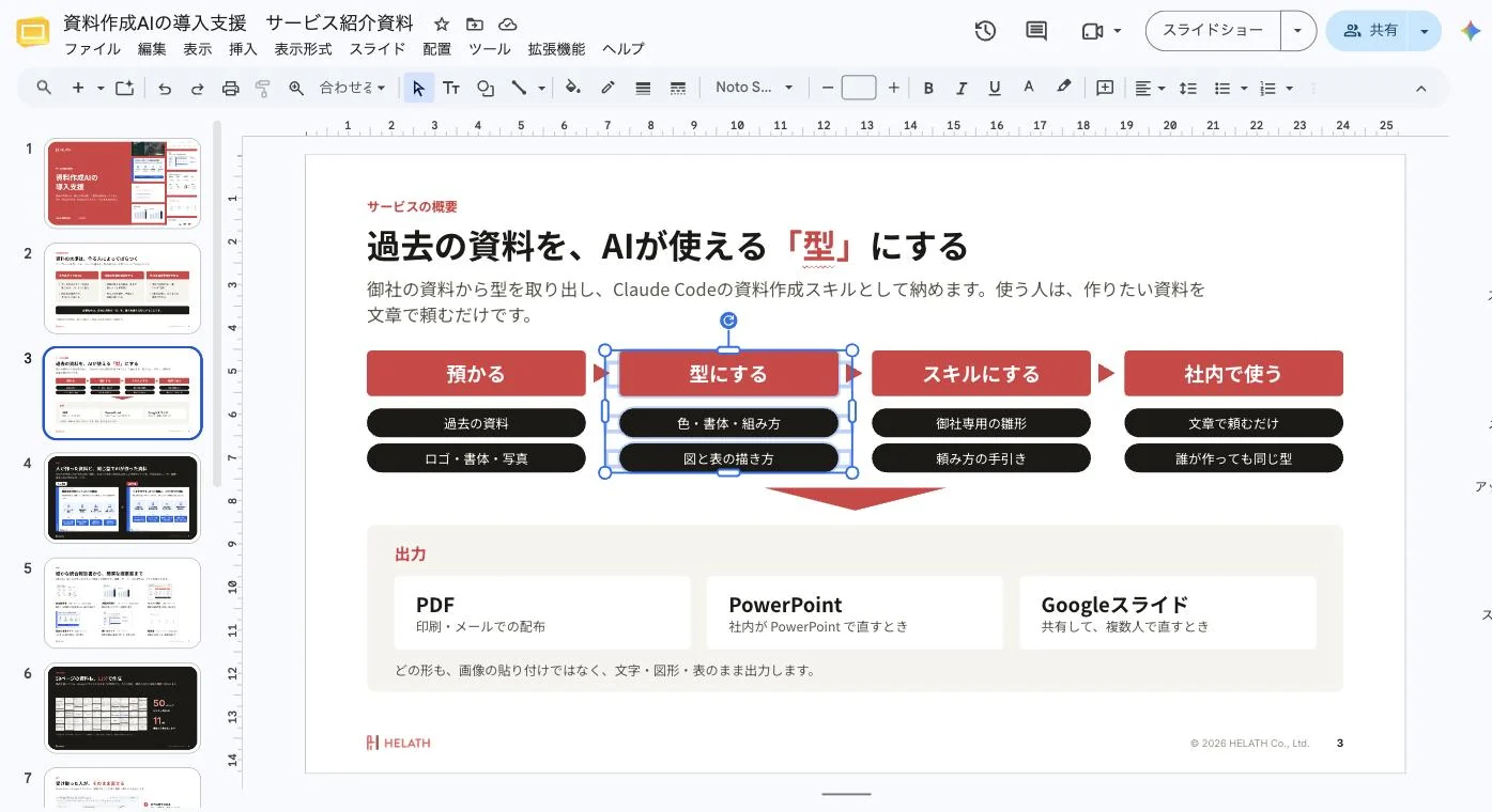 図の要素をまとめて選択した画面