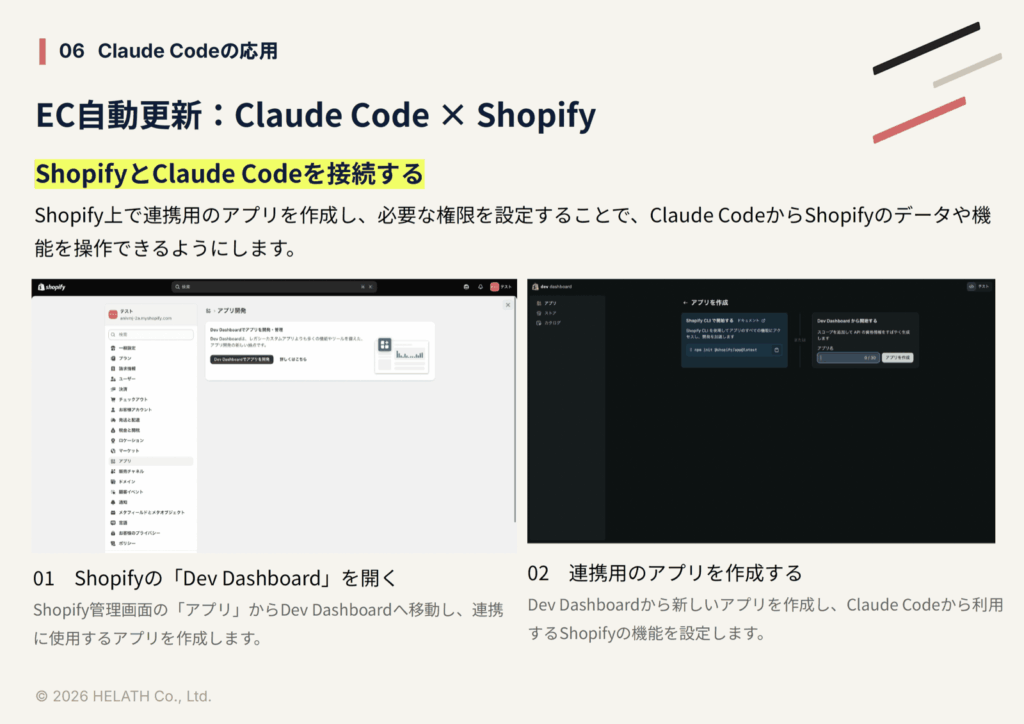 セミナー資料より：ShopifyとClaude Codeを接続する手順